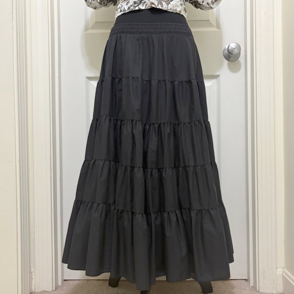 Malco Modes Dresses & Skirts - Vintage Malco Modes Black Tiered Midi Skirt Small USA Made Prairie Rockabilly